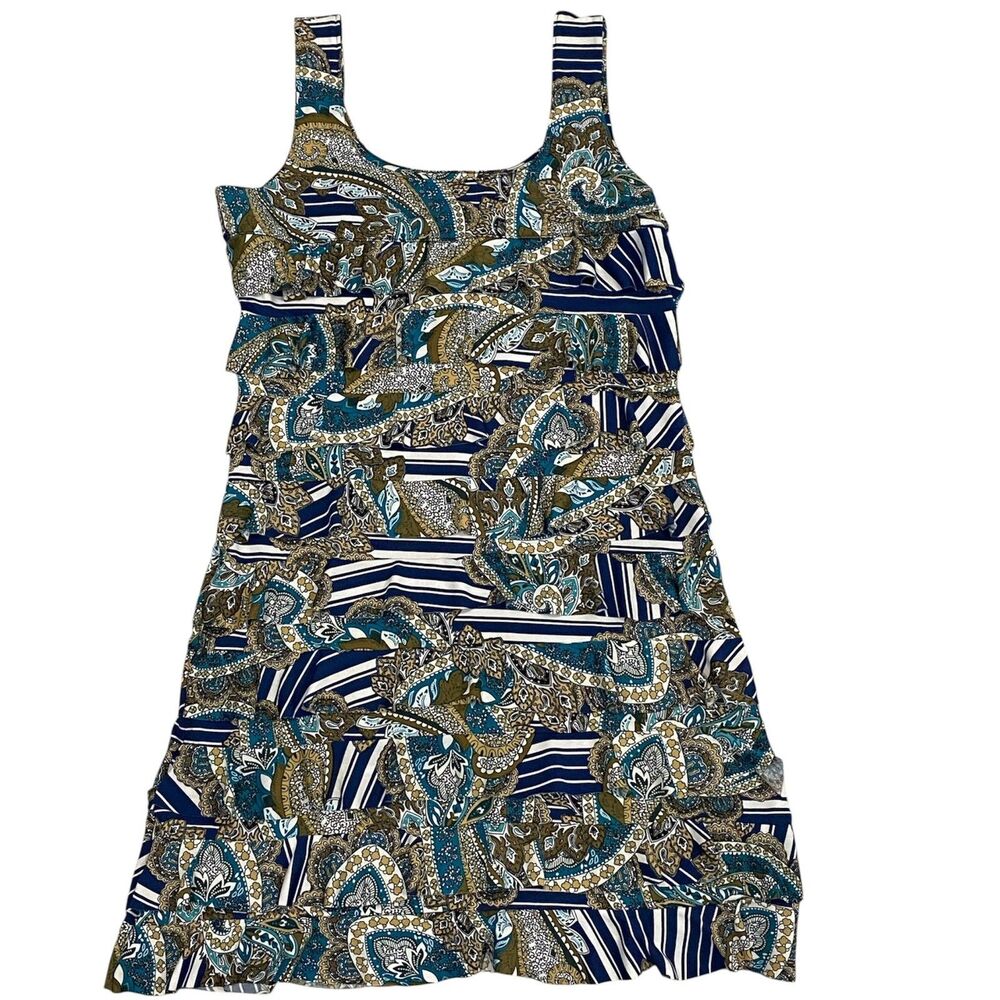 Fashque Women's Sleeveless Body Con Dress  Size Medium Multicolor Ruffle chacha